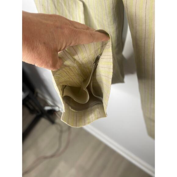Rafaella size 12 linen pants fully lined women's trousers khaki cream stripe - Picture 13 of 16
